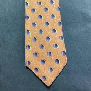 Ermenegildo Zegna Mens Silk Neck Tie Italy Gold Blue Polka Dots 58" x 4"
